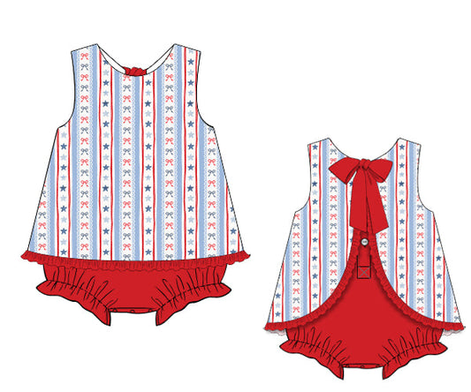 PREORDER 48: SUMMER 1 - Liberty Stars & Bows Girl Skirted Bubble