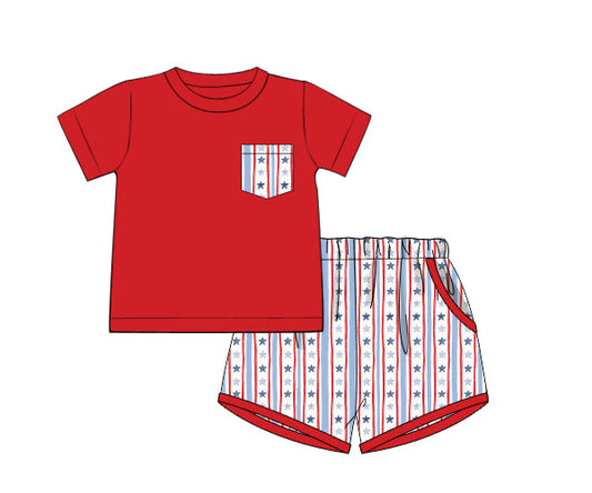 PREORDER 48: SUMMER 1 - Liberty Stars & Bows Boy Shortie Set