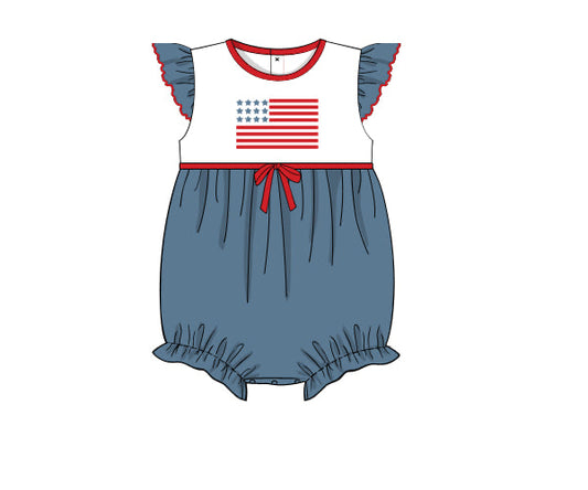 PREORDER 48: SUMMER 1 - American Flag Colorblock Girl Bubble