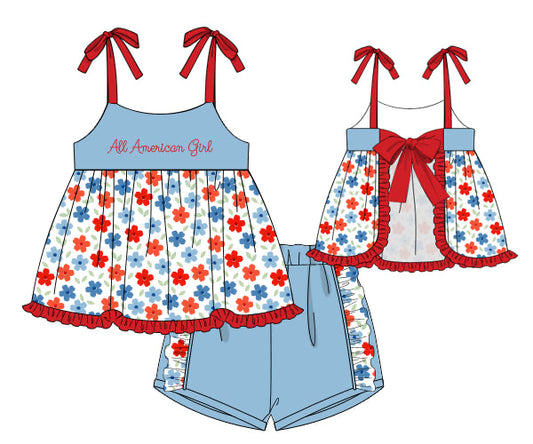 PREORDER 48: SUMMER 1 - All American Blooms Girl Shortie Set