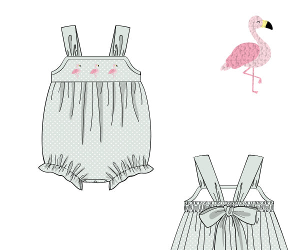 PREORDER 48: SUMMER 1 - Summer 1 Girls Only - French Knot Flamingos Girl Bubble