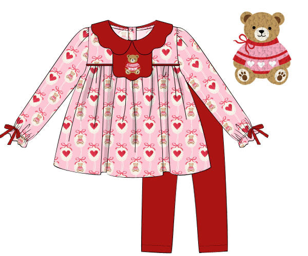 PREORDER 59: TTS - Beary Valentine Girl Pant Set