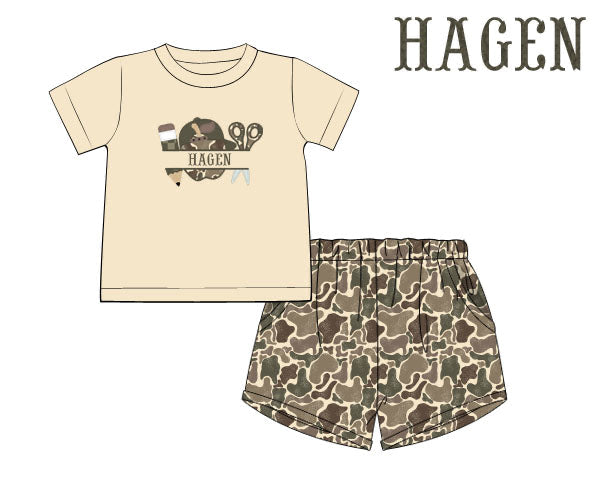 PREORDER 63: SUMMER PT 2 - Boys Only - Camo School Days Boy Shortie Set