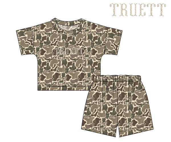 PREORDER 63: SUMMER PT 2 - Boys Only - Camo FK Name Boy Short Set