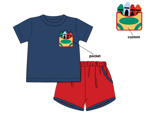 PREORDER 63: SUMMER PT 2 - Crayon Pockets Boy Shortie Set