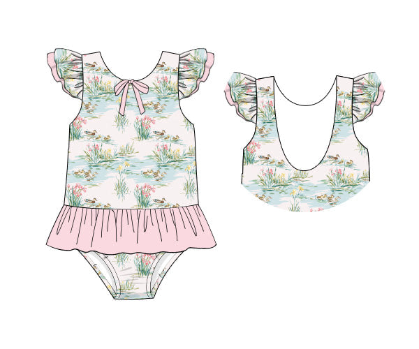 PREORDER 60: SPRING PT 1 - Spring Mallards Girl 1pc Swim