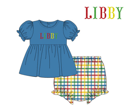 PREORDER 63: SUMMER PT 2 - Primary Plaid Basics Girl Diaper Set