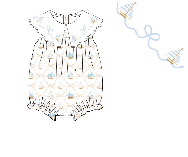 PREORDER 60: SPRING PT 1 - Blue Sailboats Girl Bubble