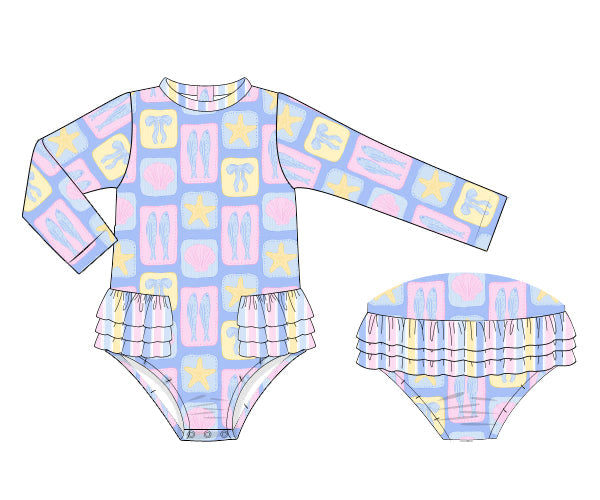 PREORDER 60: SPRING PT 1 - Pastel Paradise Girl 1pc Rashguard