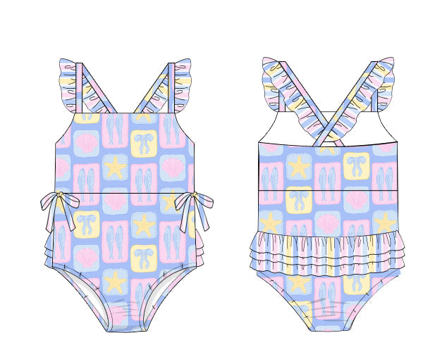 PREORDER 60: SPRING PT 1 - Pastel Paradise Girl 1pc Swim