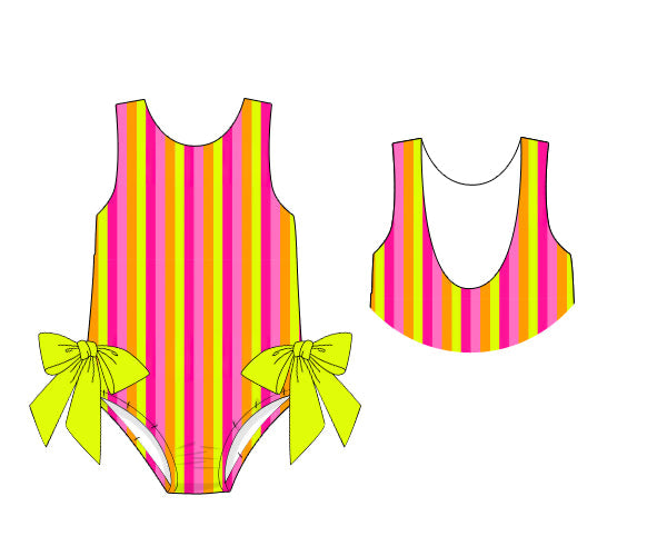 PREORDER 60: SPRING PT 1 - Bright Stripes Swim Girl 1pc
