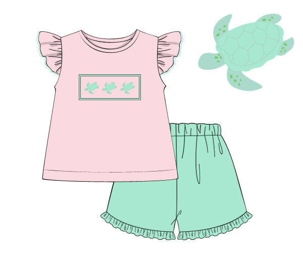 PREORDER 48: SUMMER 1 - Seaside Turtles Girl Short Set