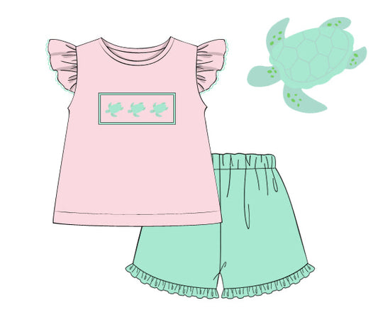 PREORDER 48: SUMMER 1 - Seaside Turtles Girl Short Set