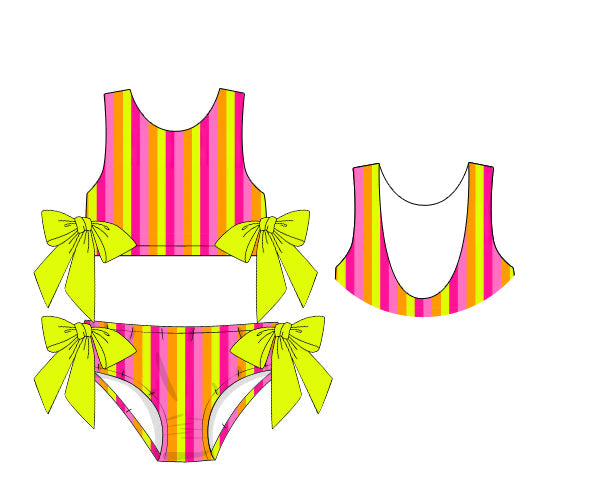PREORDER 60: SPRING PT 1 - Bright Stripes Swim Girl 2pc