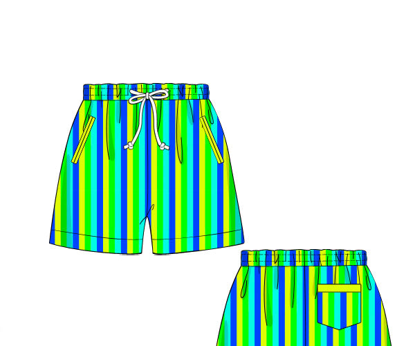 PREORDER 60: SPRING PT 1 - Bright Stripes Swim Dad Trunks
