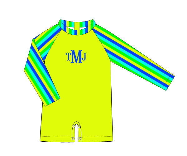 PREORDER 60: SPRING PT 1 - Bright Stripes Swim Boy 1pc Rashguard