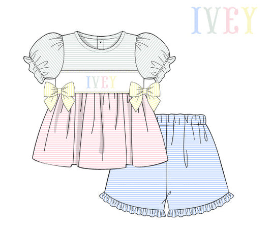 PREORDER 60: SPRING PT 1 - Spring Name Smocks Girl Short Set