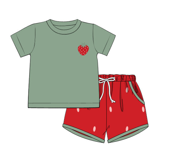 PREORDER 60: SPRING PT 1 - Strawberry Patch Boy Shortie Set