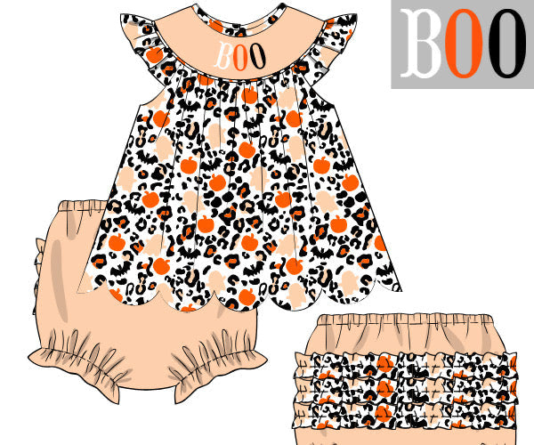 RTS - HALLOWEEN & TURKEYS - Spooky Cheetah Girl Diaper Set - “SPOOKY GIRL”