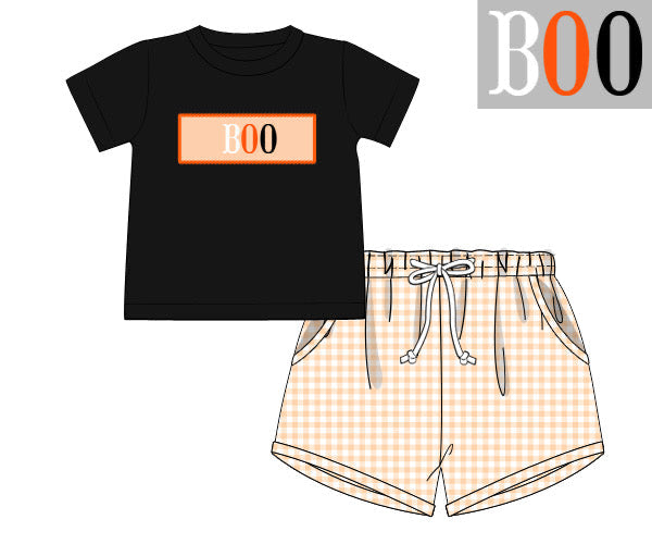 RTS - HALLOWEEN & TURKEYS - Spooky Cheetah Boy Shortie Set - “BOO”