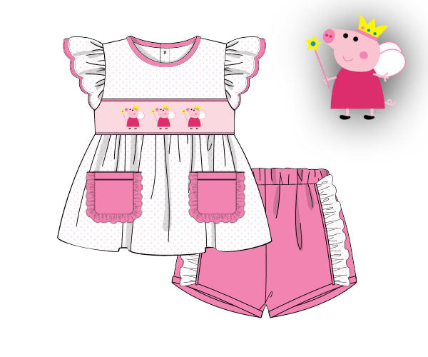 PREORDER 60: SPRING PT 1 - Spring 1 Girls Only - Princess Pig Girl Shortie Set