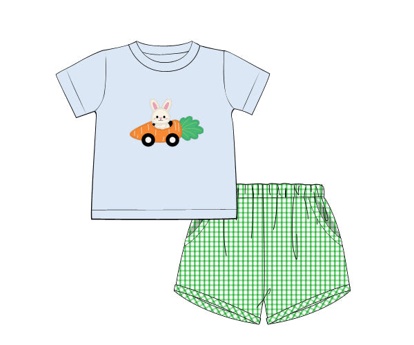 PREORDER 60: SPRING PT 1 - Spring 1 Boys Only - Bunny Racer Boy Shortie Set