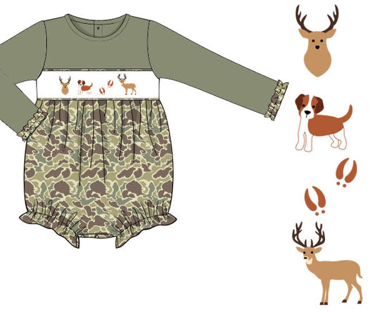 RTS - Smocked Whitetail Buck Girl Bubble