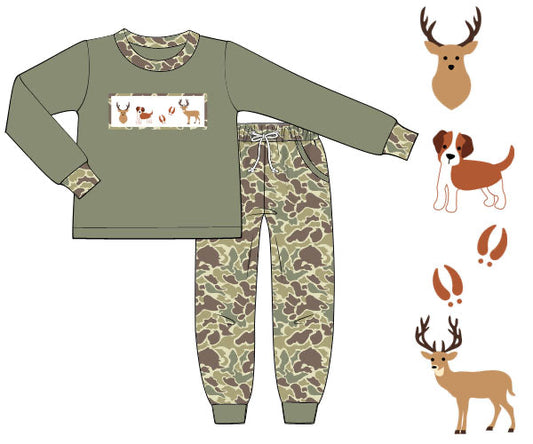 RTS - Smocked Whitetail Buck Boy Jogger Set
