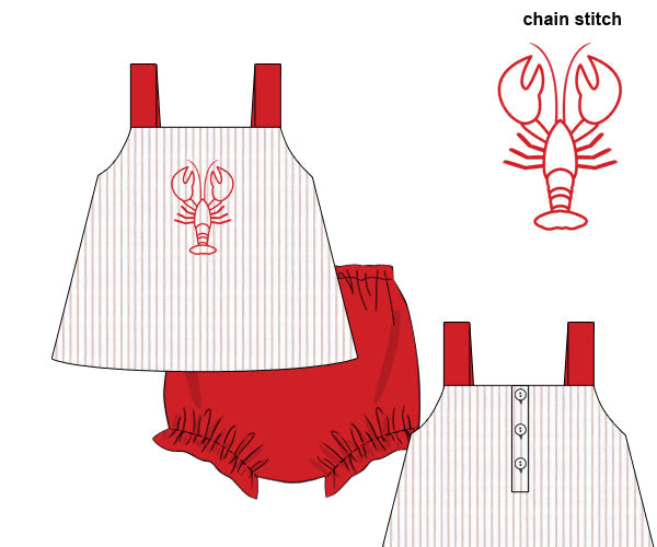 PREORDER 60: SPRING PT 1 - Chainstitch Lobster Girl Diaper Set