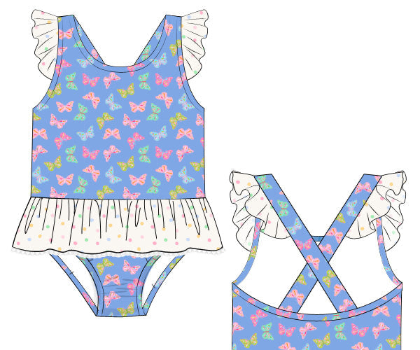 PREORDER 60: SPRING PT 1 - Butterfly Bliss Girl 1pc Swim