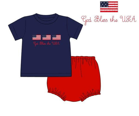 RTS - French Knot Flags Boy Diaper Set