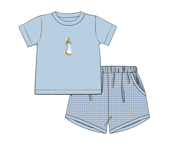 PREORDER 60: SPRING PT 1 - Embroidered Peter Rabbit Boy Shortie Set