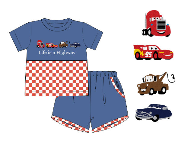 PREORDER 60: SPRING PT 1 - Spring 1 Boys Only - Life is a Highway Boy Shortie Set