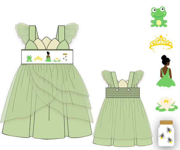 PREORDER 60: SPRING PT 1 - Happily Ever After - Green Princess Girl Dress