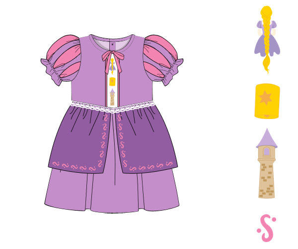 PREORDER 60: SPRING PT 1 - Happily Ever After - Purple Princess Girl Dress