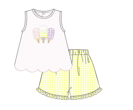 PREORDER 49: SUMMER PT 2 - Applique Popsicles Girl Short Set