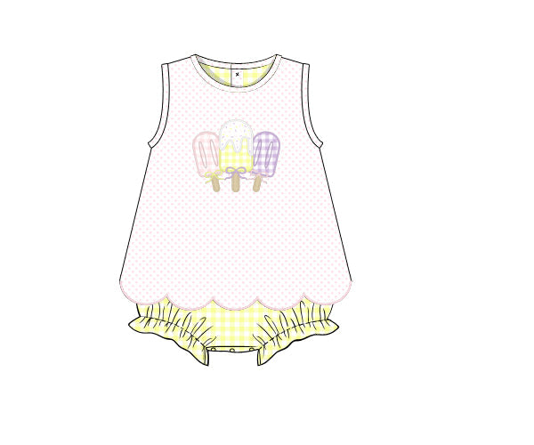 PREORDER 49: SUMMER PT 2 - Applique Popsicles Girl Skirted Bubble