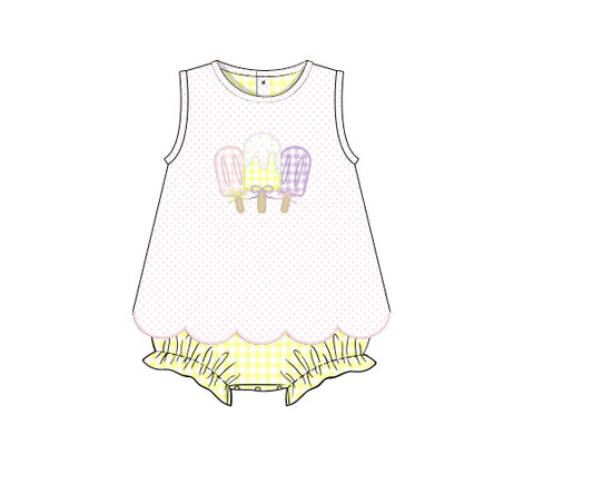 PREORDER 49: SUMMER PT 2 - Applique Popsicles Girl Skirted Bubble