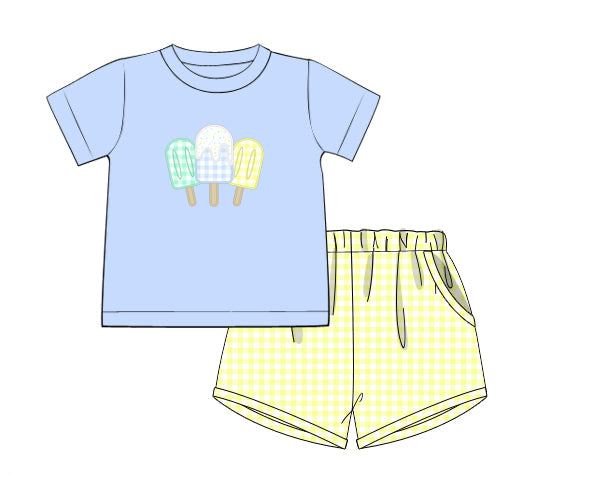 PREORDER 49: SUMMER PT 2 - Applique Popsicles Boy Shortie Set