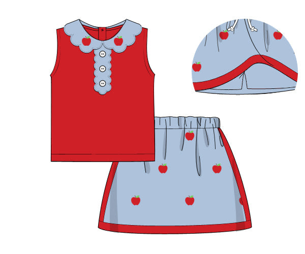 PREORDER 49: SUMMER PT 2 - The Apple Of My Eye Girl Skort Set