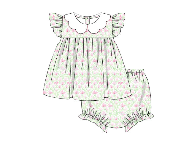 PREORDER 49: SUMMER PT 2 - Lime & Pink Floral Girl Diaper Set