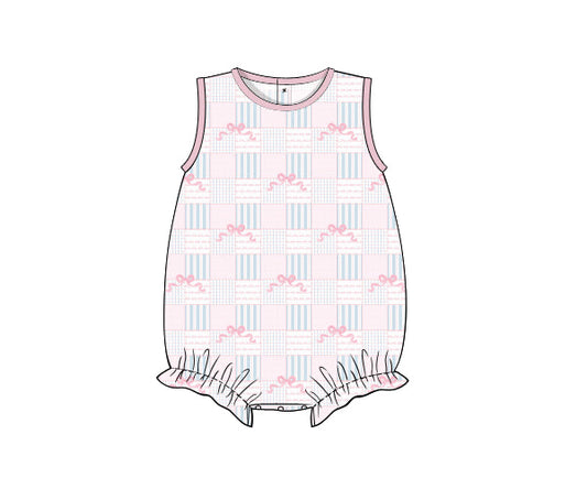 PREORDER 49: SUMMER PT 2 - Summer 2 Girls Only - Pink Bow Patchwork Girl Bubble