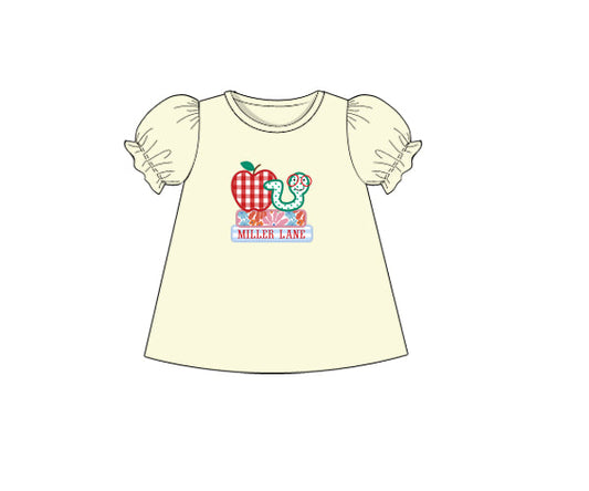 PREORDER 49: SUMMER PT 2 - Back to School Shirt Only - Applique Bookworm Girl Shirt