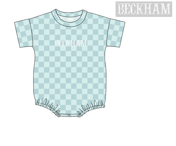 RTS - French Knot Checkered Sets Bubble - Teal - NO MONOGRAM