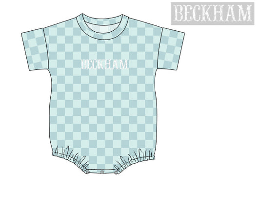 RTS - French Knot Checkered Sets Bubble - Teal - NO MONOGRAM