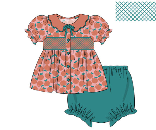 PREORDER 49: SUMMER PT 2 - Teal Apple Orchard Girl Diaper Set