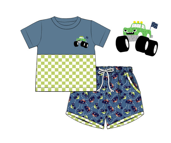 PREORDER 49: SUMMER PT 2 - Retro Monster Trucks Boy Shortie Set