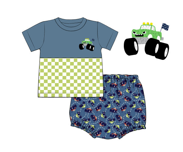 PREORDER 49: SUMMER PT 2 - Retro Monster Trucks Boy Diaper Set
