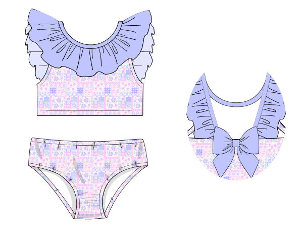 PREORDER 61: SPRING 2 - Spring Patchwork & Stripes Girl 2pc Swim