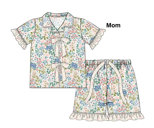 PREORDER 49: SUMMER PT 2 - Tea Room Floral & Bows Mom Loungewear Set